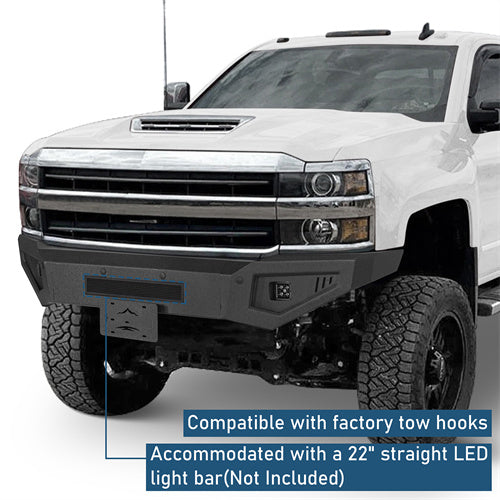 Front Bumper w/ LED Spotlights Included For 2015-2019 Chevy Silverado 2500HD/3500HD - Ultralisk4x4
