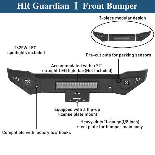 Front Bumper w/ LED Spotlights Included For 2015-2019 Chevy Silverado 2500HD/3500HD - Ultralisk4x4
