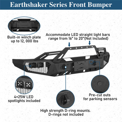 Front Bumper w/ LED Spotlights For 2015-2019 Chevy Silverado 2500HD/3500HD - Ultralisk4x4