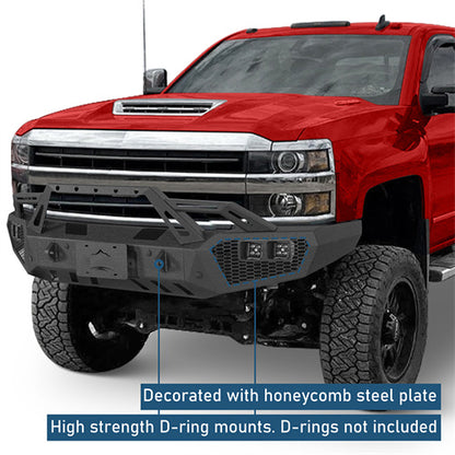 Front Bumper w/ LED Spotlights For 2015-2019 Chevy Silverado 2500HD/3500HD - Ultralisk4x4