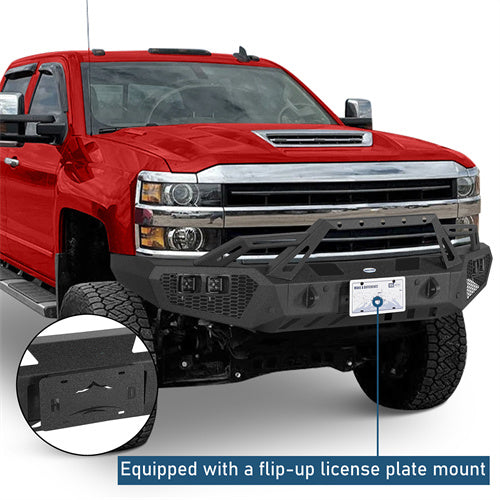 Front Bumper w/ LED Spotlights For 2015-2019 Chevy Silverado 2500HD/3500HD - Ultralisk4x4