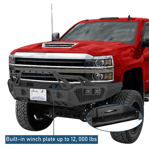 Front Bumper w/ LED Spotlights For 2015-2019 Chevy Silverado 2500HD/3500HD - Ultralisk4x4