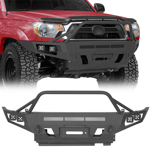 ExplorerX Front Bumper w/ LED Spot Lights For 2012-2015 Toyota Tacoma - Ultralisk4x4