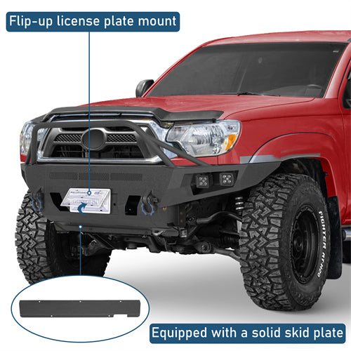 ExplorerX Front Bumper w/ LED Spot Lights For 2012-2015 Toyota Tacoma - Ultralisk4x4