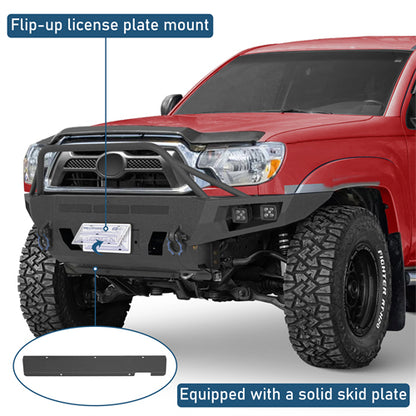 ExplorerX Front Bumper w/ LED Spot Lights For 2012-2015 Toyota Tacoma - Ultralisk4x4