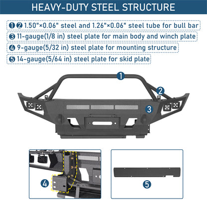 ExplorerX Front Bumper w/ LED Spot Lights For 2012-2015 Toyota Tacoma - Ultralisk4x4