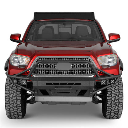 Aftermarket Tube Front Bumper w/ 4 LED Spot Lights For 2016-2023 Toyota Tacoma 3rd Gen - Ultralisk4x4