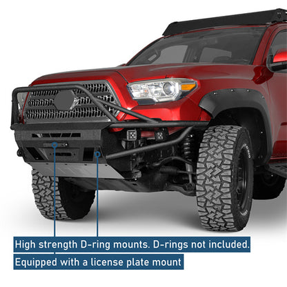 Aftermarket Tube Front Bumper w/ 4 LED Spot Lights For 2016-2023 Toyota Tacoma 3rd Gen - Ultralisk4x4
