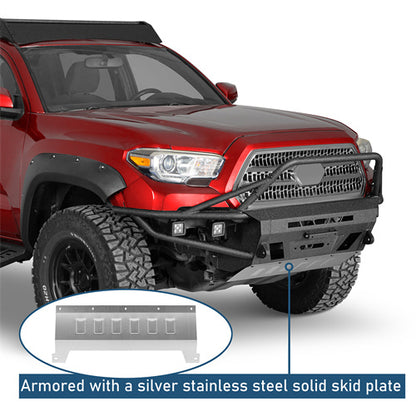 Aftermarket Tube Front Bumper w/ 4 LED Spot Lights For 2016-2023 Toyota Tacoma 3rd Gen - Ultralisk4x4