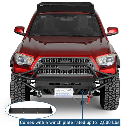 Aftermarket Tube Front Bumper w/ 4 LED Spot Lights For 2016-2023 Toyota Tacoma 3rd Gen - Ultralisk4x4