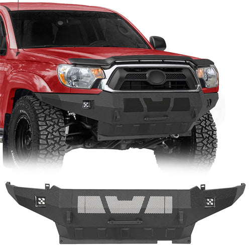 Grizzly Series Full-Width Front Bumper w/ LED Lights For 2012-2015 Toyota Tacoma - Ultralisk4x4