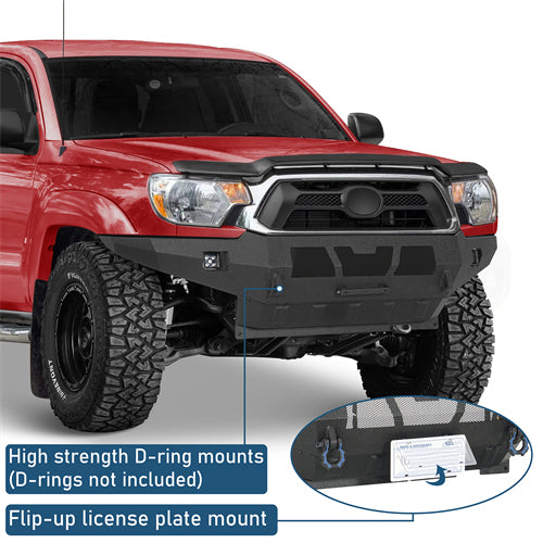 Grizzly Series Full-Width Front Bumper w/ LED Lights For 2012-2015 Toyota Tacoma - Ultralisk4x4