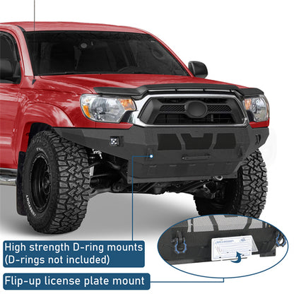 Grizzly Series Full-Width Front Bumper w/ LED Lights For 2012-2015 Toyota Tacoma - Ultralisk4x4
