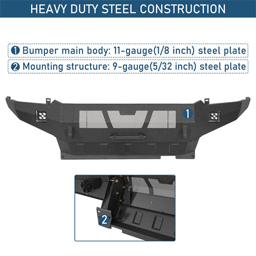 Grizzly Series Full-Width Front Bumper w/ LED Lights For 2012-2015 Toyota Tacoma - Ultralisk4x4