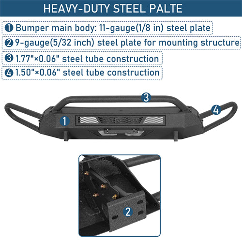 Blink Stubby Front Bumper w/ Side Tube Guard For 2016-2023 Toyota Tacoma - Ultralisk4x4