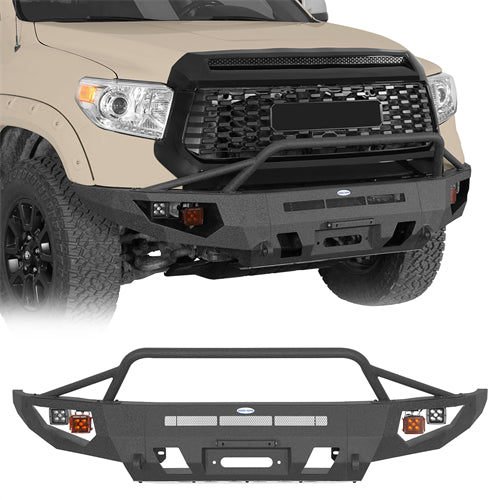 ExplorerX Front Bumper w/ LED Spot Lights For 2014-2021 Toyota Tundra - Ultralisk4x4