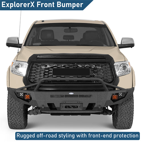 ExplorerX Front Bumper w/ LED Spot Lights For 2014-2021 Toyota Tundra - Ultralisk4x4
