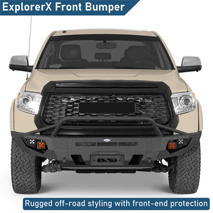 ExplorerX Front Bumper w/ LED Spot Lights For 2014-2021 Toyota Tundra - Ultralisk4x4