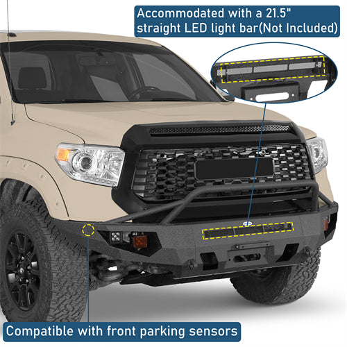 ExplorerX Front Bumper w/ LED Spot Lights For 2014-2021 Toyota Tundra - Ultralisk4x4
