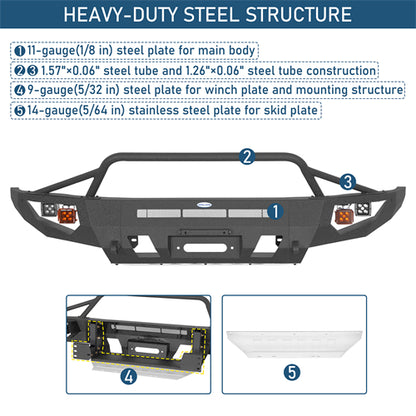 ExplorerX Front Bumper w/ LED Spot Lights For 2014-2021 Toyota Tundra - Ultralisk4x4
