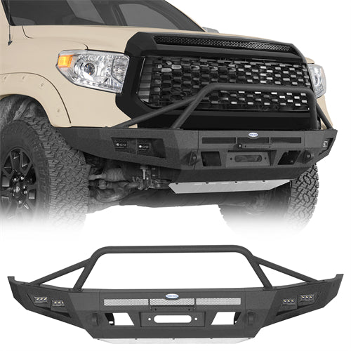 ExplorerX Front Bumper w/ LED Spot Lights For 2014-2021 Toyota Tundra - Ultralisk4x4
