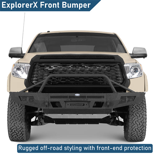 ExplorerX Front Bumper w/ LED Spot Lights For 2014-2021 Toyota Tundra - Ultralisk4x4