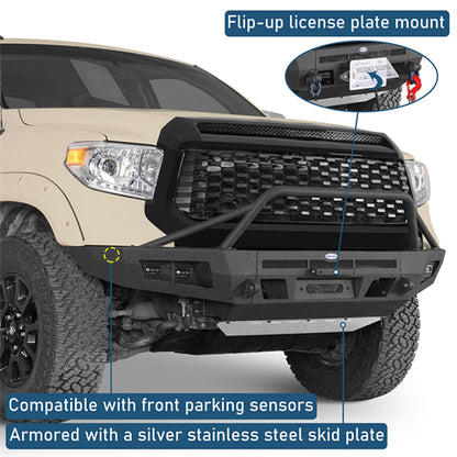 ExplorerX Front Bumper w/ LED Spot Lights For 2014-2021 Toyota Tundra - Ultralisk4x4