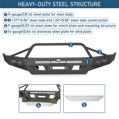 ExplorerX Front Bumper w/ LED Spot Lights For 2014-2021 Toyota Tundra - Ultralisk4x4