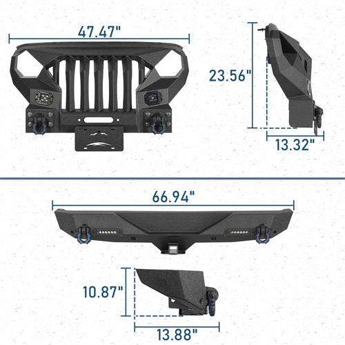 Mad Max Front Bumper & Rear Bumper Combo For 2018-2026 Jeep Wrangler JL - Ultralisk4x4