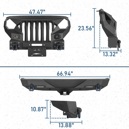 Mad Max Front Bumper & Rear Bumper Combo For 2018-2026 Jeep Wrangler JL - Ultralisk4x4
