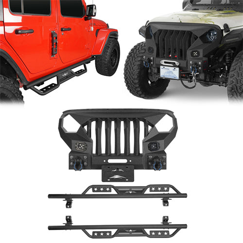 Mad Max Front Bumper Grill & Side Steps(18-26 Jeep Wrangler JL 4 Door) - ultralisk4x4