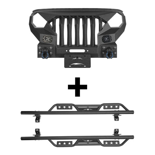 Mad Max Front Bumper Grill & Side Steps(18-26 Jeep Wrangler JL 4 Door) - ultralisk4x4