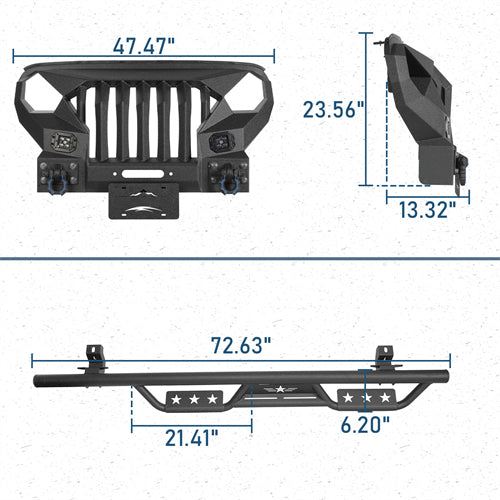 Mad Max Front Bumper Grill & Side Steps(18-26 Jeep Wrangler JL 4 Door) - ultralisk4x4
