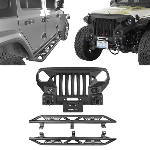 Mad Max Front Bumper Grill & Tube Side Steps(18-26 Jeep Wrangler JL 4 Door) - ultralisk4x4