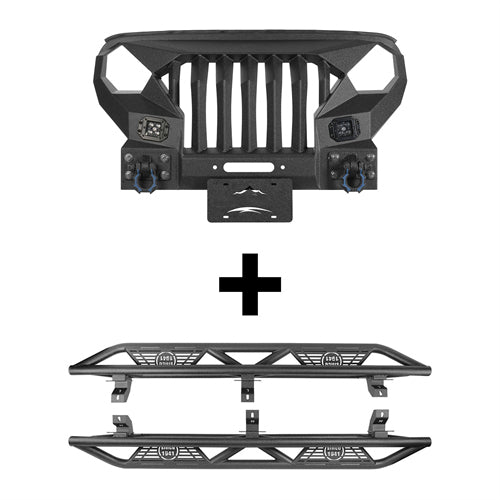 Mad Max Front Bumper Grill & Tube Side Steps(18-26 Jeep Wrangler JL 4 Door) - ultralisk4x4