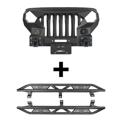 Mad Max Front Bumper Grill & Tube Side Steps(18-26 Jeep Wrangler JL 4 Door) - ultralisk4x4