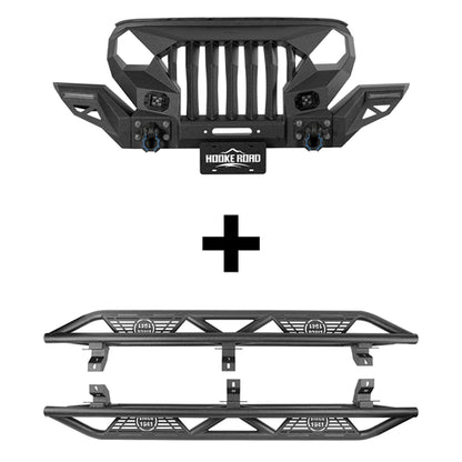 Mad Max Front Bumper Grill & Tube Side Steps(18-25 Jeep Wrangler JL 4 Door) - ultralisk4x4