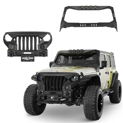 Mad Max Front Bumper w/Wings & Windshield Frame Cover(18-25 Jeep Wrangler JL & Gladiator JT(Excluding Wrangler 4xe, Rubicon 392, JT Mojave)) - Ultralisk 4x4