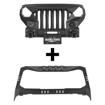 Mad Max Front Bumper w/Wings & Windshield Frame Cover(18-25 Jeep Wrangler JL & Gladiator JT(Excluding Wrangler 4xe, Rubicon 392, JT Mojave)) - Ultralisk 4x4