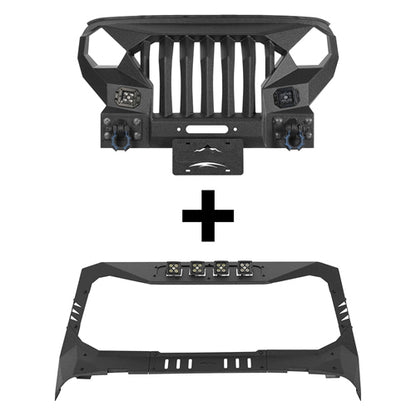 Mad Max Front Bumper w/Wings & Windshield Frame Cover(18-26 Jeep Wrangler JL & Gladiator JT(Excluding Wrangler 4xe, Rubicon 392, JT Mojave)) - Ultralisk 4x4