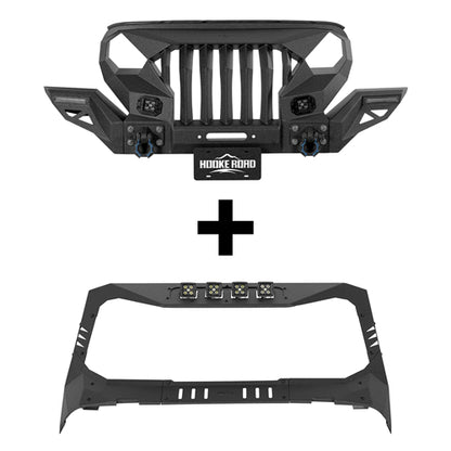 Mad Max Front Bumper w/Wings & Windshield Frame Cover(18-25 Jeep Wrangler JL & Gladiator JT(Excluding Wrangler 4xe, Rubicon 392, JT Mojave)) - Ultralisk 4x4
