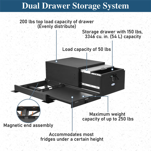 Cargo Drawer & Fridge Slide Mount System For 2015-2025 Jeep Wrangler JK & JL 4-Door & 2021-2025 Ford Bronco 4-Door - Ultralisk4x4