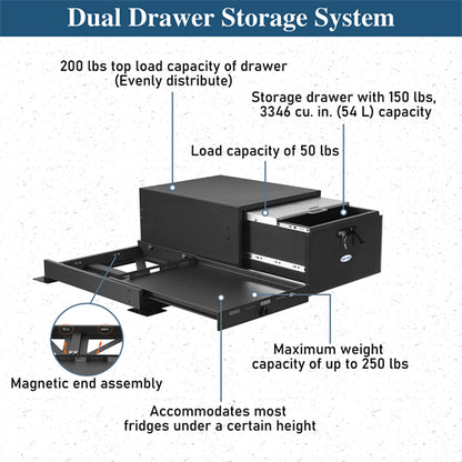 Cargo Drawer & Fridge Slide Mount System For 2015-2025 Jeep Wrangler JK & JL 4-Door & 2021-2025 Ford Bronco 4-Door - Ultralisk4x4