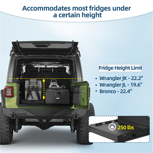 Cargo Drawer & Fridge Slide Mount System For 2015-2025 Jeep Wrangler JK & JL 4-Door & 2021-2025 Ford Bronco 4-Door - Ultralisk4x4