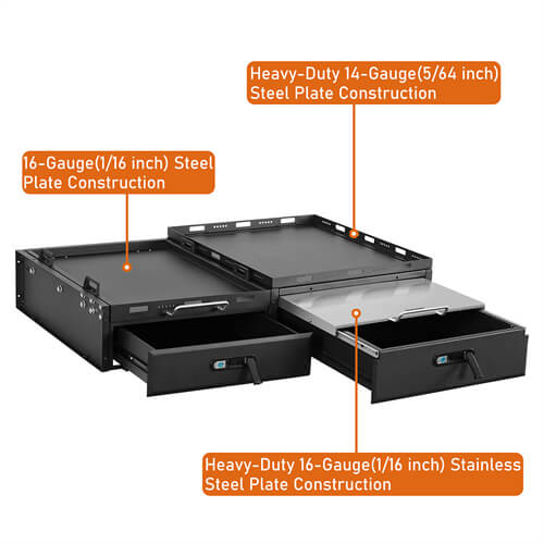 Cargo Drawer System & Fridge Slide Mount For 2015-2024 Jeep Wrangler JK/JL 4-Door-Ultralisk4x4-u2089s-12