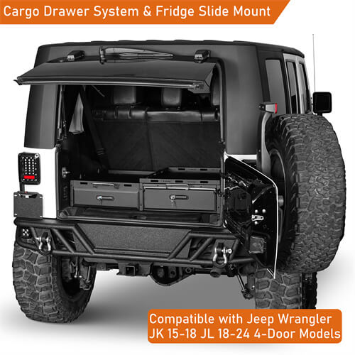 Cargo Drawer System & Fridge Slide Mount For 2015-2024 Jeep Wrangler JK/JL 4-Door-Ultralisk4x4-u2089s-5