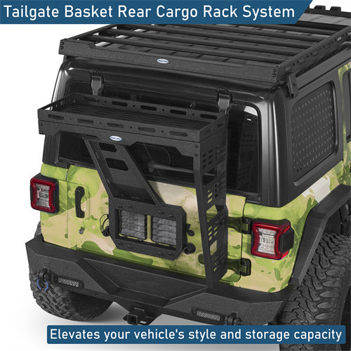 Tailgate Basket Rear Cargo Rack System For 2018-2025 Jeep Wrangler JL - Ultralisk4x4