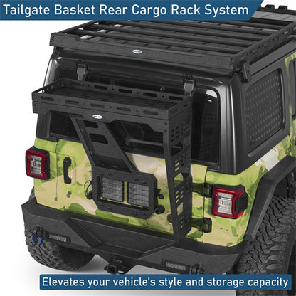 Tailgate Basket Rear Cargo Rack System For 2018-2025 Jeep Wrangler JL - Ultralisk4x4