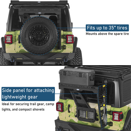 Tailgate Basket Rear Cargo Rack System For 2018-2025 Jeep Wrangler JL - Ultralisk4x4
