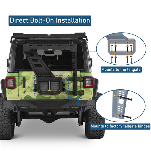 Tailgate Basket Rear Cargo Rack System For 2018-2025 Jeep Wrangler JL - Ultralisk4x4